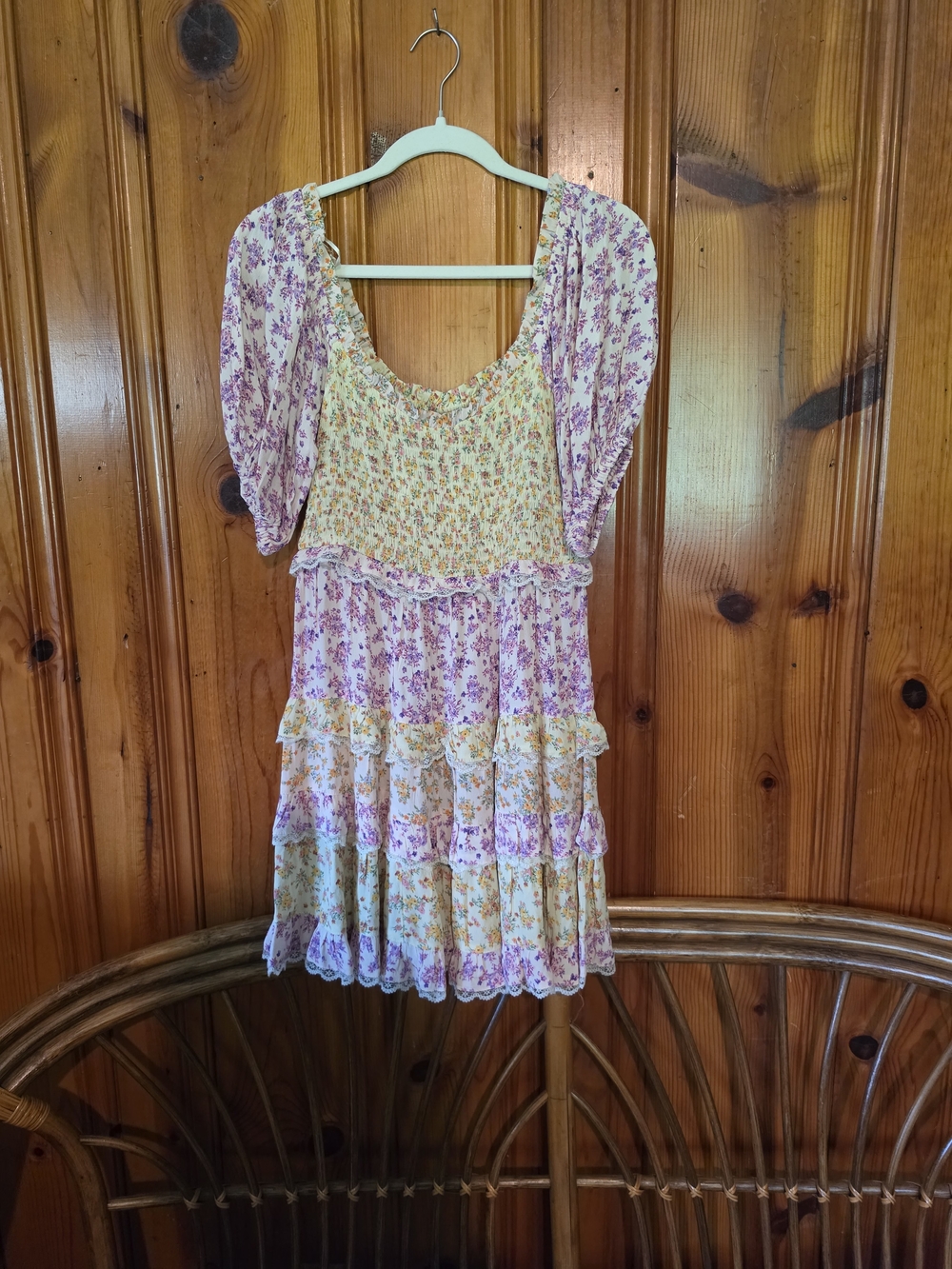 Miss Selfridge Floral Tiered Peasant Top - Pink & Cream